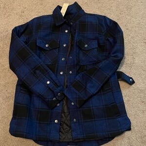 Duluth Trading Co. Blue Plaid Quilted Shirt Jacket